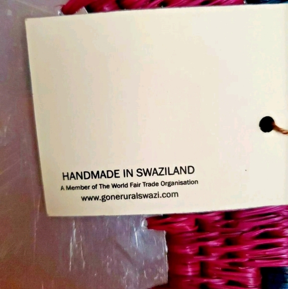 Gone Rural African Fair Trade Handmade Reed & Metal Basket New - Picture 5 of 5